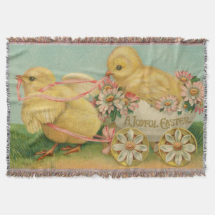 "A Joyful Easter" VIntage Postcard, ca. 1915 Throw Blanket