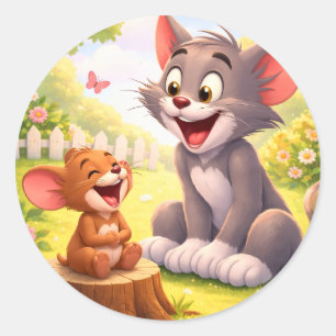 A Joyful Pause in the Garden Classic Round Sticker