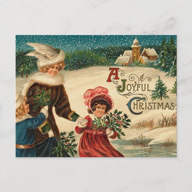 A Joyfull Christmas - Vintage Art Holiday Postcard (Front)