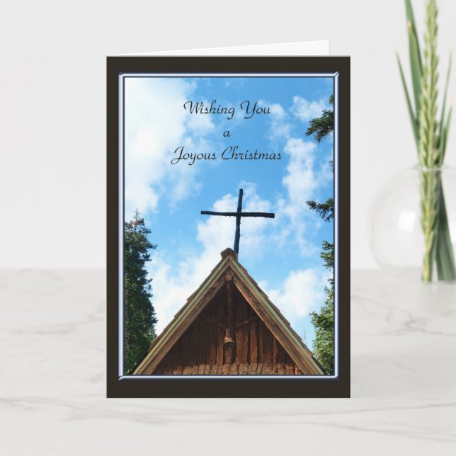 A Joyous Christmas , Old Country Church Holiday Card (Front)