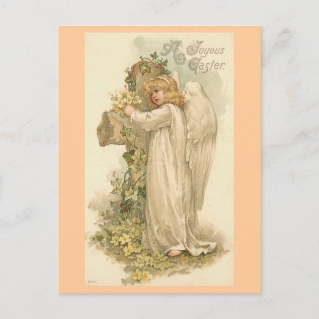 A Joyous Easter Angel Vintage Easter Holiday Postcard (Front)
