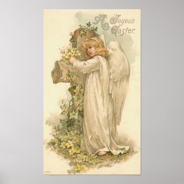 A Joyous Easter Angel Vintage Easter Poster (Front)