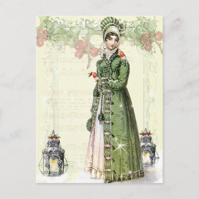 A Joyous Noel - Jane Austen Inspired Holiday Postcard (Front)