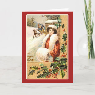 A Joyous Xmas Vintage Holiday Card
