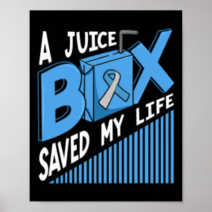 A Juice Box Saved My Life Diabetes Dm Blue Awarene Poster