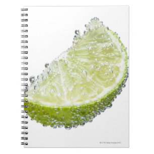 A juicy ripe organic lime wedge fruit submerged notebook