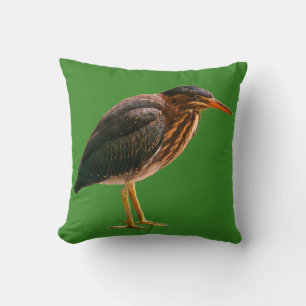 A juvenile Green Heron Throw Pillow