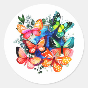 A Kaleidoscope Of Butterflies Classic Round Sticker