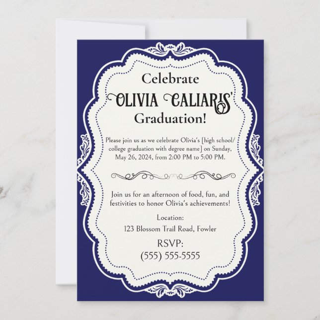 A Kaleidoscope of Celebration: Navy Blue Invitation (Front)