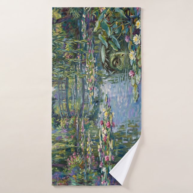 A kappa has been added to Claude Monet's "Water Li Bath Towel (Bath Towel)