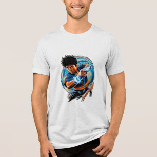 A karate fighter surrounded by an energy aura Tri-Blend shirt