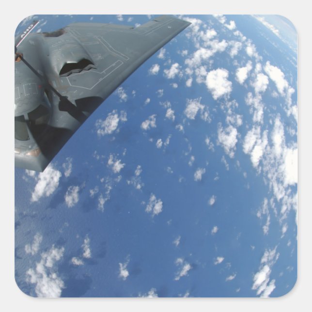 A KC-135 Stratotanker refuels a B-2 Spirit Square Sticker (Front)