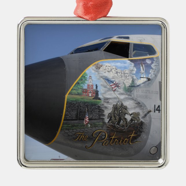 A KC-135 Stratotankerdisplaying patriotic nose Metal Ornament (Front)