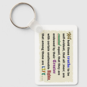 A keychain with a declaration.