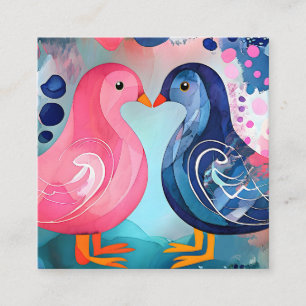 "A Kiss in Feathers" Happy Valentine's Day Square Business Card