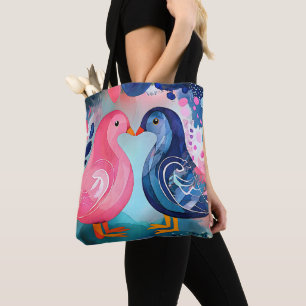 "A Kiss in Feathers" Happy Valentine's Day Tote Bag