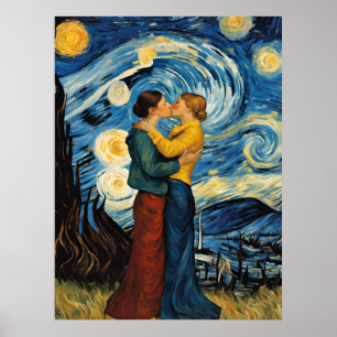 A Kiss in The Starry Night Poster