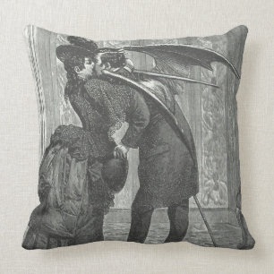 A Kiss Victorian/Gothic Winged Vampire Throw Pillow
