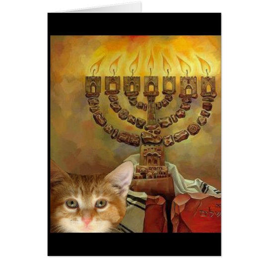 A kitten and a Menorah Card