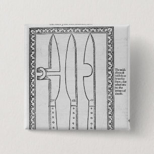 A Knife Trick 2 Inch Square Button