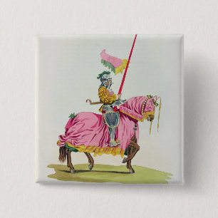 A Knight Armed for the Bond, 1512, engraved by W. 2 Inch Square Button