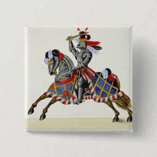 A knight at a tournament, plate from 'A History of 2 Inch Square Button