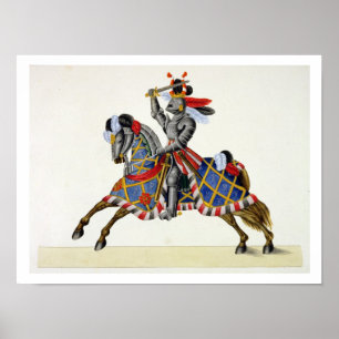 A knight at a tournament, plate from 'A History of Poster