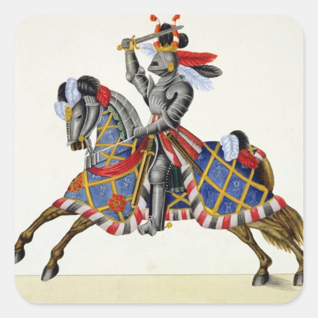 A knight at a tournament, plate from 'A History of Square Sticker (Front)