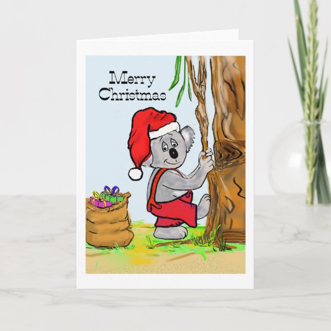 A Koala Merry Christmas Holiday Card (Front)
