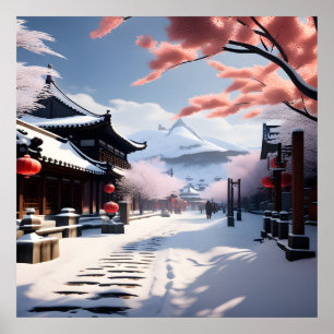 A Korean Snowy Street Poster