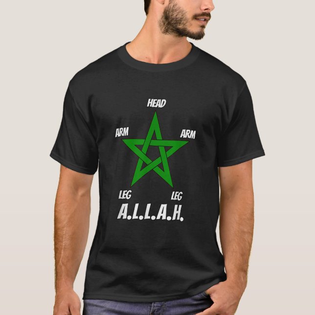 A L L A H Moroccan Flag T Shirt Moorish American C (Front)