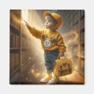 À la bibliothèque - Aimant jaune