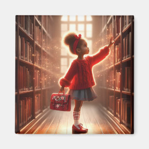 À la bibliothèque - Aimant rouge