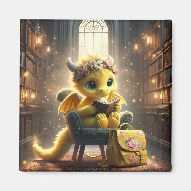 À la bibliothèque - Yellow Dragon Magnet (Devant)