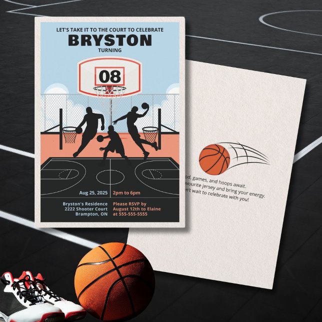 À La Cour Basketball Anniversaire Invitation (Basketball theme invitation)