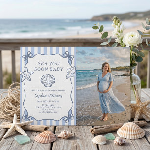 À la mer bientôt bébé Invitation de fête prénatale