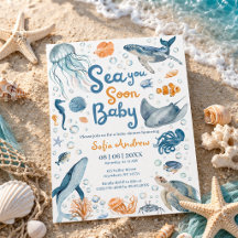 À la mer bientôt Invitation à la baby shower Côté 