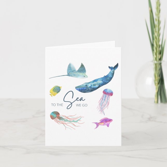 À La Mer Nous Allons Plier Carte De Voeux (Devant)