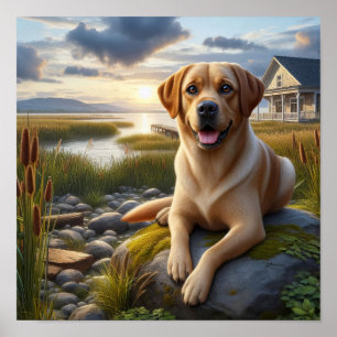 A Labrador Retriever Resting in the Country Poster