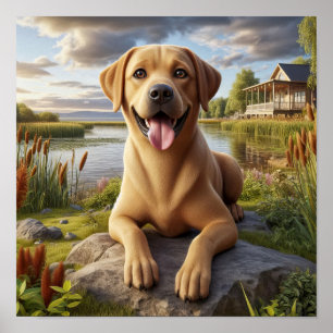 A Labrador Retriever Resting in the Country Poster