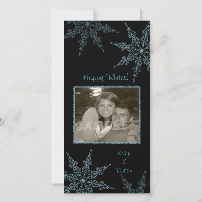 A LACY BLUE SNOWDAY HOLIDAY CARD (Front)