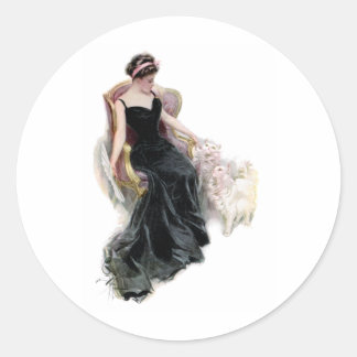 A Lady and Her Cats Classic Round Sticker