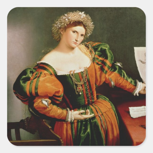 A Lady with a Drawing of Lucretia, c.1530-33 Square Sticker (Front)