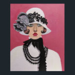 A Lady With Art Deco Style, poster<br><div class="desc">Original acrylic portrait painting of a lady from the art deco era on canvas, by Dian... ... ..A lady dressed in black and white, stunning and elegant is sure to add beauty and glamor to your home. A great gift item also.</div>
