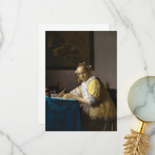 A Lady Writing by Johannes Vermeer Thank You Card