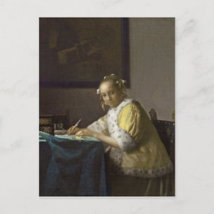 A Lady Writing, c. 1665 (oil on canvas) Postcard