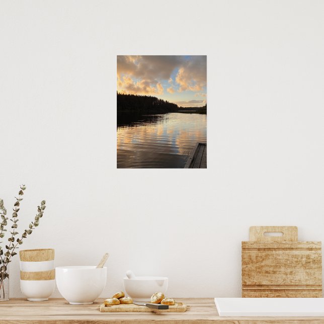 A lake at sunset mirroring the sky   poster (Kitchen)
