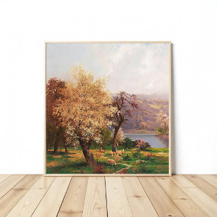 A Lake Landscape in Spring by Adolf Kaufmann Poster