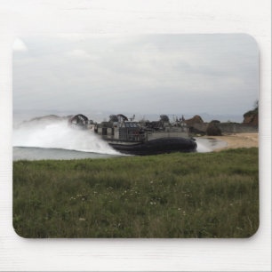 A landing craft air cushion comes ashore mouse pad