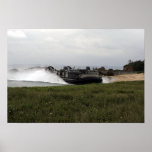 A landing craft air cushion comes ashore poster